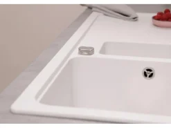 Respekta Einbauspüle Massivgranit Austin 100 cm x 50 cm mit Zusatzbecken Weiß