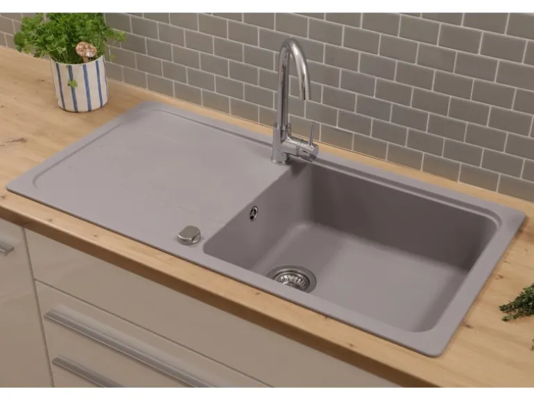 Respekta Einbauspüle Massivgranit Austin 100 cm x 50 cm Grau