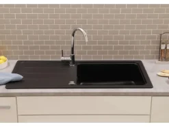 Respekta Einbauspüle Massivgranit Austin 100 cm x 50 cm Schwarz