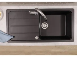 Respekta Einbauspüle Massivgranit Austin 100 cm x 50 cm Schwarz