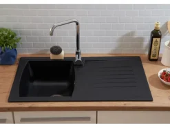 Respekta Einbauspüle Mineralite Boston 86 cm x 50 cm Schwarz