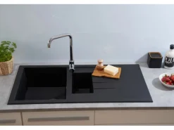Respekta Einbauspüle Mineralite Houston 100 cm x 50 cm Schwarz
