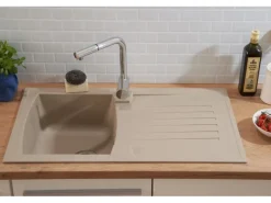 Respekta Einbauspüle Mineralite Boston 86 cm x 50 cm Sandbeige
