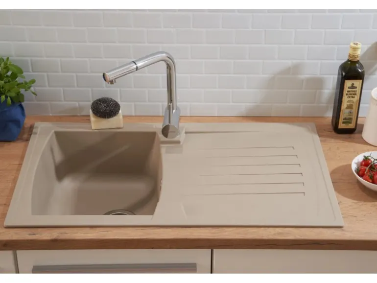 Respekta Einbauspüle Mineralite Boston 86 cm x 50 cm Sandbeige
