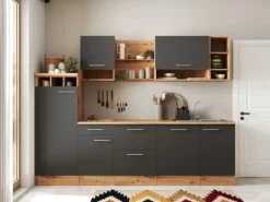 Respekta Inselküche Hilde 280 cm Grau