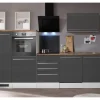 Respekta Küchenblock Gabriel LBBERP290HWGC ohne E-Geräte 290 cm Grau Hochglanz