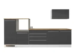 Respekta Küchenblock Gabriel LBBERP320HWGC ohne E-Geräte 320 cm Grau Hochglanz