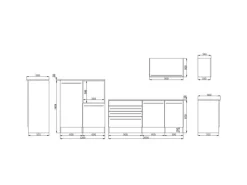 Respekta Küchenblock Gabriel LBBERP320HWGC ohne E-Geräte 320 cm Grau Hochglanz