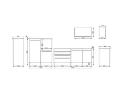 Respekta Küchenblock Gabriel LBBERP320HWWC ohne E-Geräte 320 cm Weiß Hochglanz