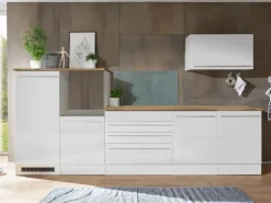 Respekta Küchenblock Gabriel LBBERP320HWWC ohne E-Geräte 320 cm Weiß Hochglanz