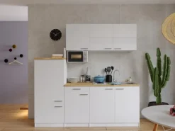 Respekta Küchenblock KB210WWMIBO 210 cm Weiß