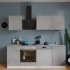 Respekta Küchenblock Malia mit E-Geräten 220 cm Beton Fronten