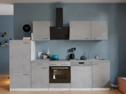 Respekta Küchenblock Malia mit E-Geräten 280 cm Beton Fronten