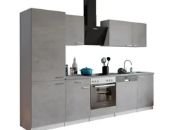 Respekta Küchenblock Malia 280 cm Beton Fronten inkl. Kühl-/ Gefrierkombination