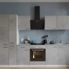 Respekta Küchenblock Malia 300 cm Beton Fronten inkl. Kühl-/ Gefrierkombination