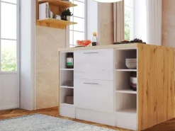 Respekta Kücheninsel Anton 124 cm ohne E-Geräte Lärche Weiß