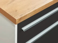 Respekta Kücheninsel Gabriel 150 cm ohne E-Geräte Grau Hochglanz