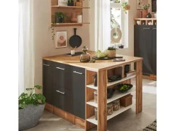 Respekta Kücheninsel Hilde 150 cm ohne E-Geräte Grau