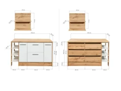 Respekta Kücheninsel Hilde 150 cm ohne E-Geräte Grau