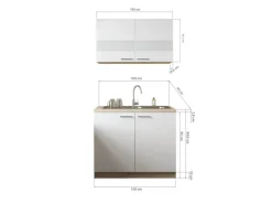 Respekta Küchenmöbel-Set 2 Merle 100 cm Grau