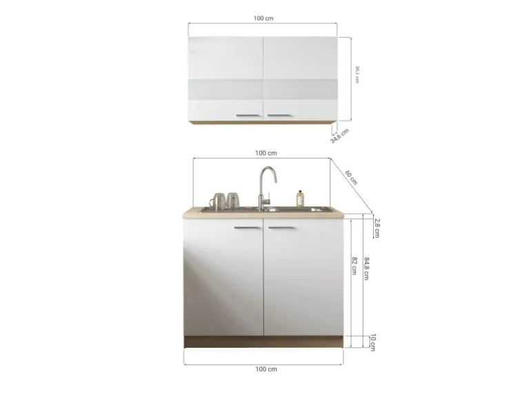 Respekta Küchenmöbel-Set 2 Merle 100 cm Grau