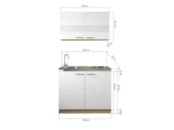 Respekta Küchenmöbel-Set 3 Merle 100 cm Grau