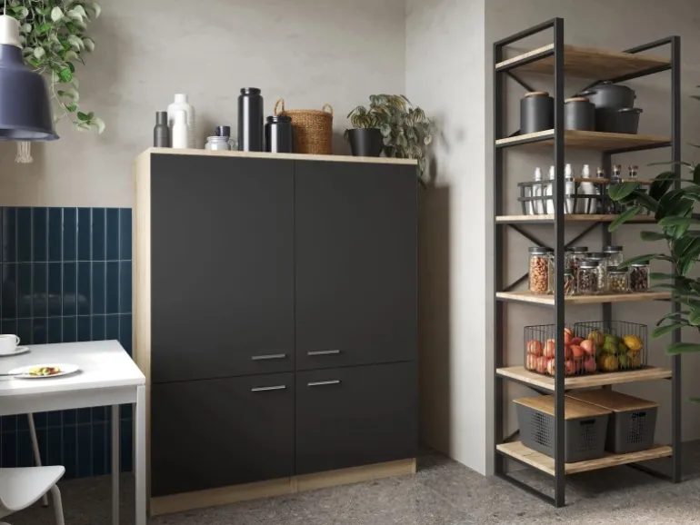 Respekta Küchenmöbel-Set 11 Merle 120 cm Schwarz