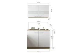 Respekta Küchenmöbel-Set 1 Merle 100 cm Schwarz