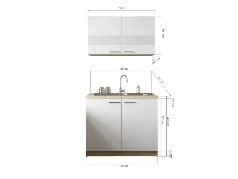 Respekta Küchenmöbel-Set 1 Merle 100 cm Grau