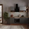 Respekta Küchenzeile 220 cm Grau-Wildeiche Nachbildung matt