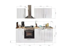 Respekta Küchenzeile Anton LBBERP220LHWC ohne E-Geräte 220 cm Lärche Weiß