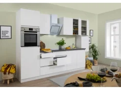 Respekta Küchenzeile GLRP320HWWM Grifflos 320 cm Weiß matt