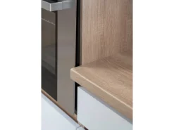 Respekta Küchenzeile GLRP270HESG Grifflos 270 cm Grau Hochglanz-Sonoma Eiche