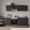 Respekta Küchenzeile KB210BGE 210 cm Grau Buche Nachbildung