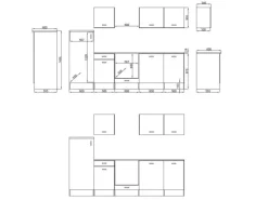 Respekta Küchenzeile KB280ENWPC 280 cm Weiß Eiche-Natura Nachbildung