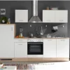 Respekta Küchenzeile KB270ENWP 270 cm Weiß-Eiche Natura Nachbildung Glänzend