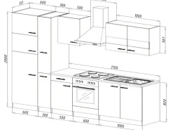 Respekta Küchenzeile KB300ESGCGKE 300 cm Grau-Eiche Sägerau Nachbildung