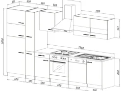 Respekta Küchenzeile KB310ESGCGKE 310 cm Grau-Eiche Sägerau Nachbildung