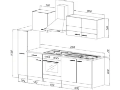 Respekta Küchenzeile KB240ESGC 240 cm Grau-Eiche