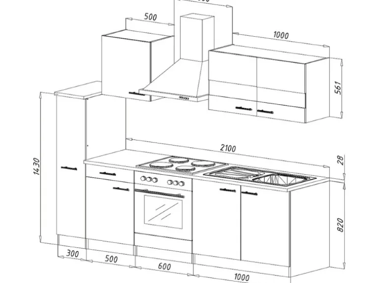 Respekta Küchenzeile KB240ESGC 240 cm Grau-Eiche