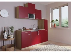 Respekta Küchenzeile KB180ESRMIC 180 cm Rot-Eiche Sägeräu Nachbildung