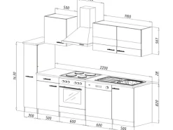 Respekta Küchenzeile KB250ESS 250 cm Schwarz-Eiche
