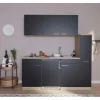 Respekta Küchenzeile KB180ESS 180 cm Schwarz-Eiche Sonoma Sägerau Nachbildung