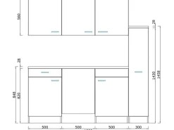 Respekta Küchenzeile KB180ESS 180 cm Schwarz-Eiche Sonoma Sägerau Nachbildung