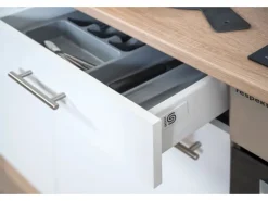 Respekta Küchenzeile KB210ESWC 210 cm Weiß-Eiche Sägerau Nachbildung