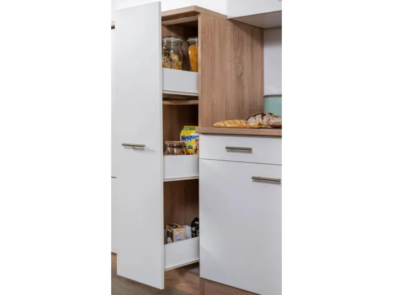 Respekta Küchenzeile KB250ESW 250 cm Weiß-Eiche