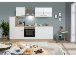Respekta Küchenzeile KB240ESW 240 cm Weiß-Eiche
