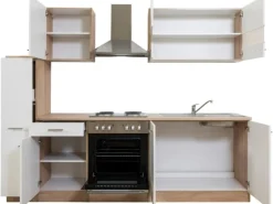 Respekta Küchenzeile KB240ESW 240 cm Weiß-Eiche
