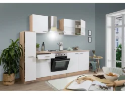 Respekta Küchenzeile KB240ESW 240 cm Weiß-Eiche