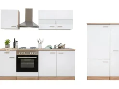 Respekta Küchenzeile KB300ESW 300 cm Weiß-Eiche Sägerau Nachbildung